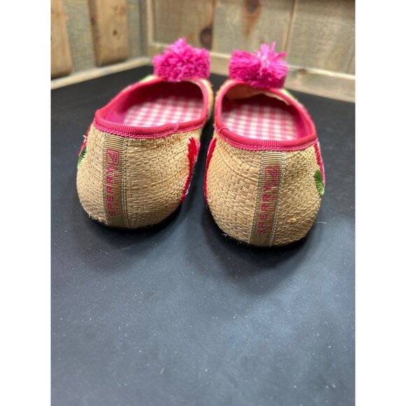 Sperry Top-Sider Womens Embroidered Pink Floral Ballet Flats Woven Straw Size 9M - Picture 7 of 9